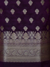 Banarasee Dual Tone Satin Silk Zari Work Salwar Kameez Fabric With Dupatta Set-Purple