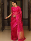 Banarasee Organza Saree With Zari Buti & Satin Border-Pink
