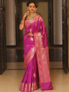 Banarasee Handwoven Dual Tone Semi Silk Saree With Zari Buti-Magenta