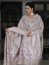 Banarasee Semi-Silk Silver Zari Work Salwar Kameez Fabric With Dupatta Set-Blush Pink