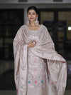 Banarasee Semi-Silk Silver Zari Work Salwar Kameez Fabric With Dupatta Set-Blush Pink