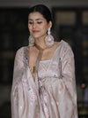 Banarasee Semi-Silk Silver Zari Work Salwar Kameez Fabric With Dupatta Set-Blush Pink