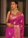 Banarasee Handwoven Dual Tone Semi Silk Saree With Zari Buti-Magenta