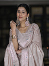 Banarasee Semi-Silk Silver Zari Work Salwar Kameez Fabric With Dupatta Set-Blush Pink