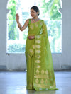 Banarasee Handloom Semi Silk Saree With Sona Rupa Zari Buti Design & Border-Light Green