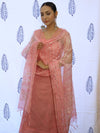 Banarasee Embroidered Chanderi Salwar Kameez With Kota Check Dupatta Set-Pink