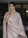 Banarasee Semi-Silk Silver Zari Work Salwar Kameez Fabric With Dupatta Set-Blush Pink