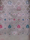 Banarasee Semi-Silk Silver Zari Work Salwar Kameez Fabric With Dupatta Set-Blush Pink