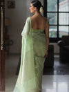 Banarasee Organza Mix Saree With Silver Zari-Green