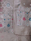Banarasee Semi-Silk Silver Zari Work Salwar Kameez Fabric With Dupatta Set-Blush Pink