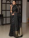 Banarasee Organza Saree With Zari Buti & Satin Border-Black
