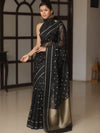 Banarasee Organza Saree With Zari Buti & Satin Border-Black
