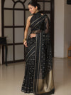 Banarasee Organza Saree With Zari Buti & Satin Border-Black
