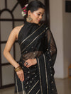 Banarasee Organza Saree With Zari Buti & Satin Border-Black