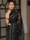 Banarasee Organza Saree With Zari Buti & Satin Border-Black