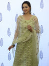 Banarasee Embroidered Chanderi Salwar Kameez With Kota Check Dupatta Set-Light Green