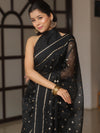 Banarasee Organza Saree With Zari Buti & Satin Border-Black