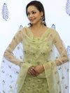 Banarasee Embroidered Chanderi Salwar Kameez With Kota Check Dupatta Set-Light Green