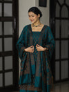 Banarasee Cotton Silk Resham Work Salwar Kameez Fabric With Dupatta Set-Teal Blue