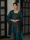 Banarasee Cotton Silk Resham Work Salwar Kameez Fabric With Dupatta Set-Teal Blue