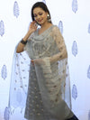 Banarasee Embroidered Chanderi Salwar Kameez With Kota Check Dupatta Set-Grey