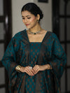 Banarasee Cotton Silk Resham Work Salwar Kameez Fabric With Dupatta Set-Teal Blue