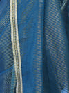 Banarasee Handloom Soft Tissue Saree With Stripe Pattern & Lace Border-Light Blue