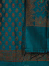 Banarasee Cotton Silk Resham Work Salwar Kameez Fabric With Dupatta Set-Teal Blue