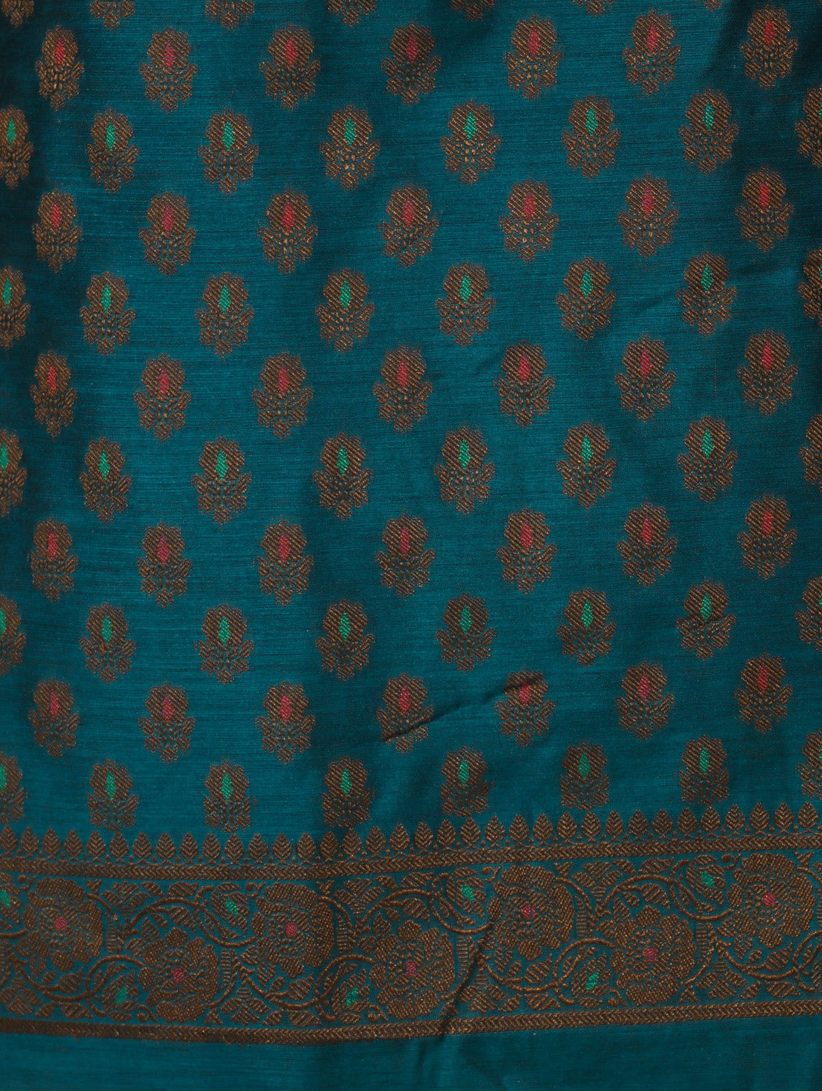 Banarasee Cotton Silk Resham Work Salwar Kameez Fabric With Dupatta Set-Teal Blue