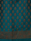 Banarasee Cotton Silk Resham Work Salwar Kameez Fabric With Dupatta Set-Teal Blue
