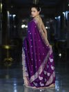 Banarasee Soft Silk Saree With Handwork Pearl Motifs & Mirror Work-Violet