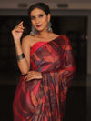 Banarasee Abstract Print Tissue Saree With Contrast Embroidered Blouse-Multicolor