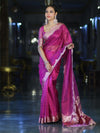 Banarasee Soft Tissue Saree With Handwork Pearl Motifs & Scallop Border-Pink