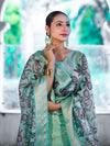 Banarasee Cotton Salwar Kameez Fabric With Digital Printed Dupatta Set-Pastel Green
