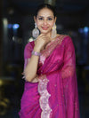 Banarasee Soft Tissue Saree With Handwork Pearl Motifs & Scallop Border-Pink