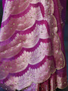 Banarasee Soft Tissue Saree With Handwork Pearl Motifs & Scallop Border-Pink