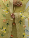 Banarasee Tissue Hand-Painted Salwar Kameez Fabric With Dupatta Set-Yellow