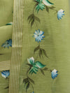Banarasee Tissue Hand-Painted Salwar Kameez Fabric With Dupatta Set-Light Green