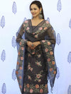 Banarasee Embroidered Chanderi Salwar Kameez With Dupatta Set-Black