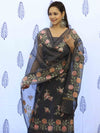 Banarasee Embroidered Chanderi Salwar Kameez With Dupatta Set-Black