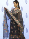 Banarasee Embroidered Chanderi Salwar Kameez With Dupatta Set-Black
