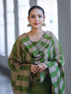 Banarasee Cotton Silk Stripe Pattern Salwar Kameez Fabric With Dupatta Set-Green