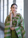 Banarasee Cotton Silk Stripe Pattern Salwar Kameez Fabric With Dupatta Set-Green