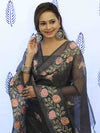 Banarasee Embroidered Chanderi Salwar Kameez With Dupatta Set-Black