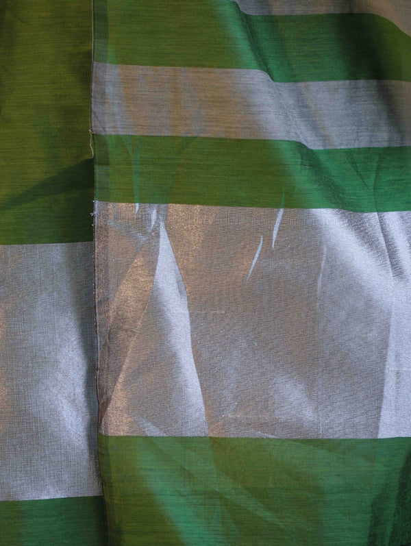 Banarasee Cotton Silk Stripe Pattern Salwar Kameez Fabric With Dupatta Set-Green