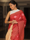 Bhagalpur Cotton Silk Shibori Dyed Ghichha Border Saree-Maroon
