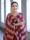 Banarasee Cotton Silk Stripe Pattern Salwar Kameez Fabric With Dupatta Set-Maroon