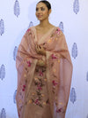 Banarasee Tissue Hand-Painted Salwar Kameez Fabric With Dupatta Set-Pink