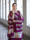 Banarasee Cotton Silk Stripe Pattern Salwar Kameez Fabric With Dupatta Set-Deep Magenta