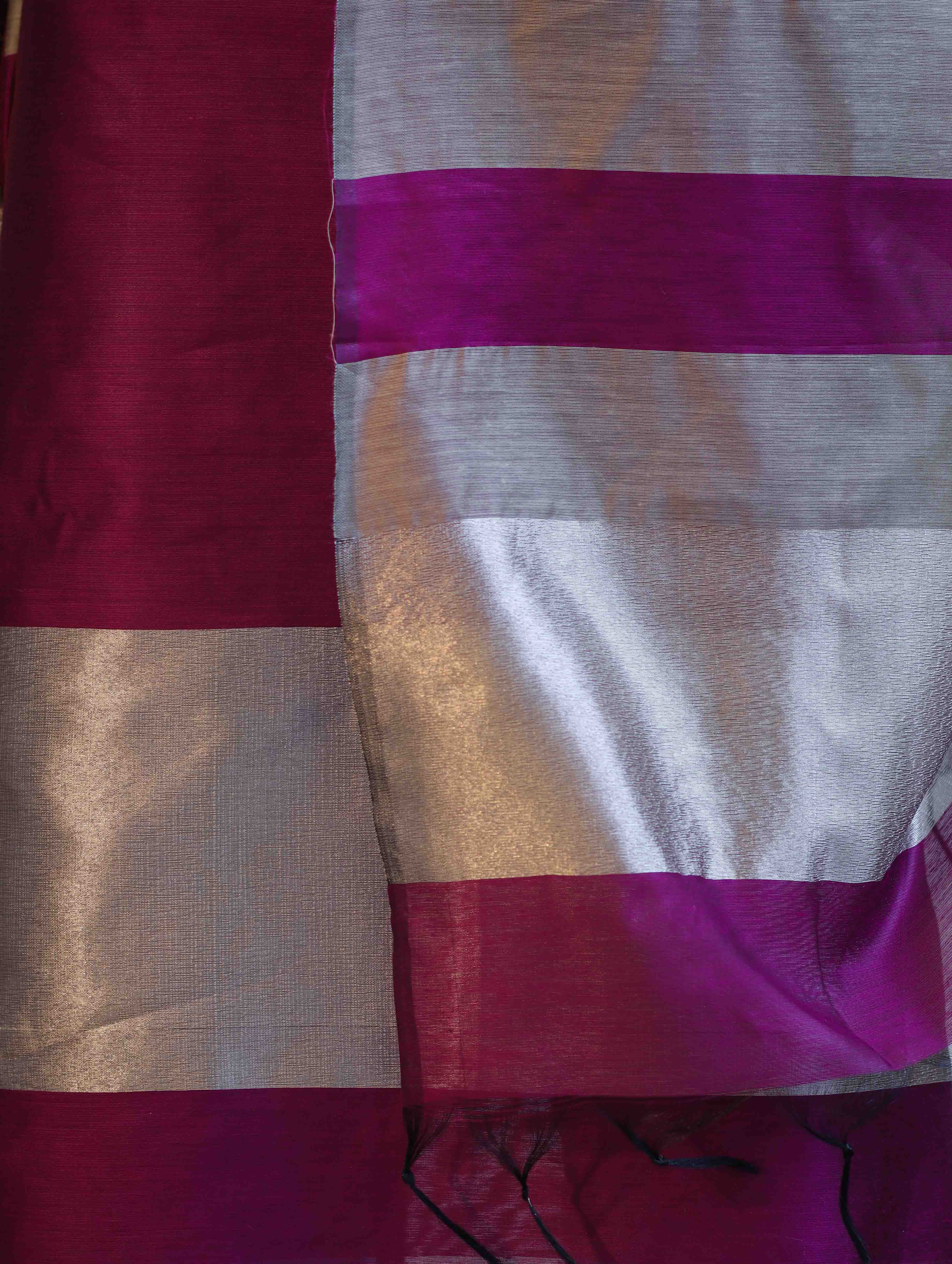 Banarasee Cotton Silk Stripe Pattern Salwar Kameez Fabric With Dupatta Set-Deep Magenta